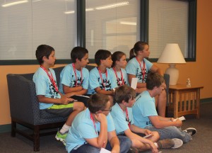 Middle Schoolers from Rindge Rec listen as Mr. Fitzwater answers their questions. (photo by Kayla Sciarretti)